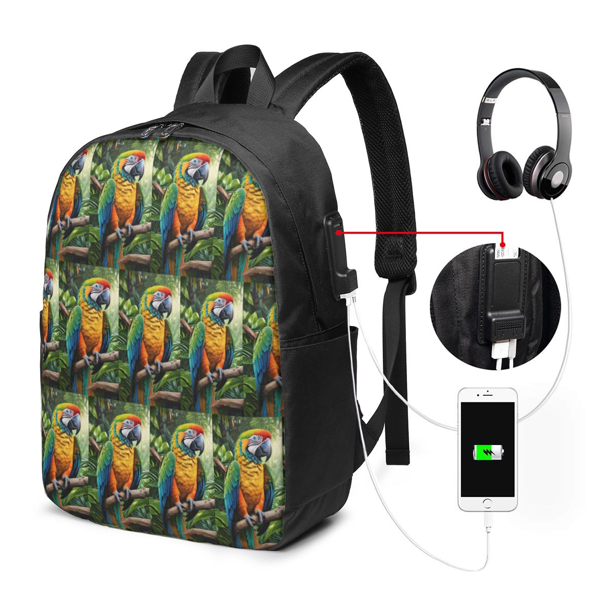 Uroczy plecak z papugami ary,  – Laptop Bag recenzja i cena
